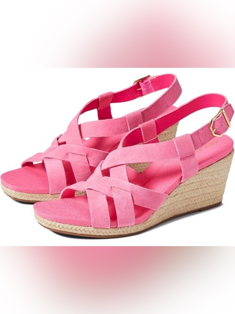 Cole Haan Josie Pink Suede Strappy Block Heel Sandals 9.5